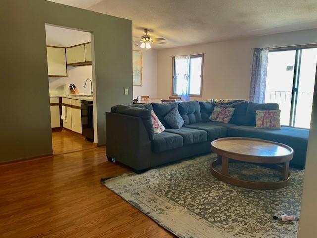 Open, airy living space with informal dining and vaulted ceilings.