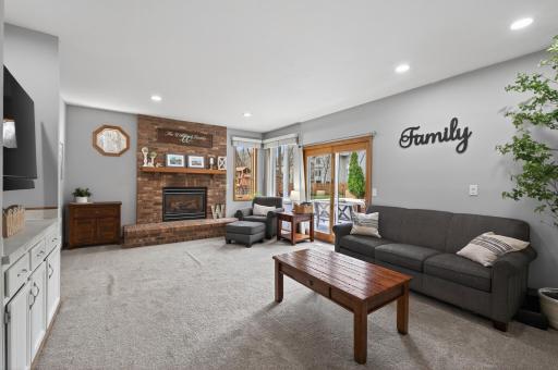 Main floor family room with fireplace