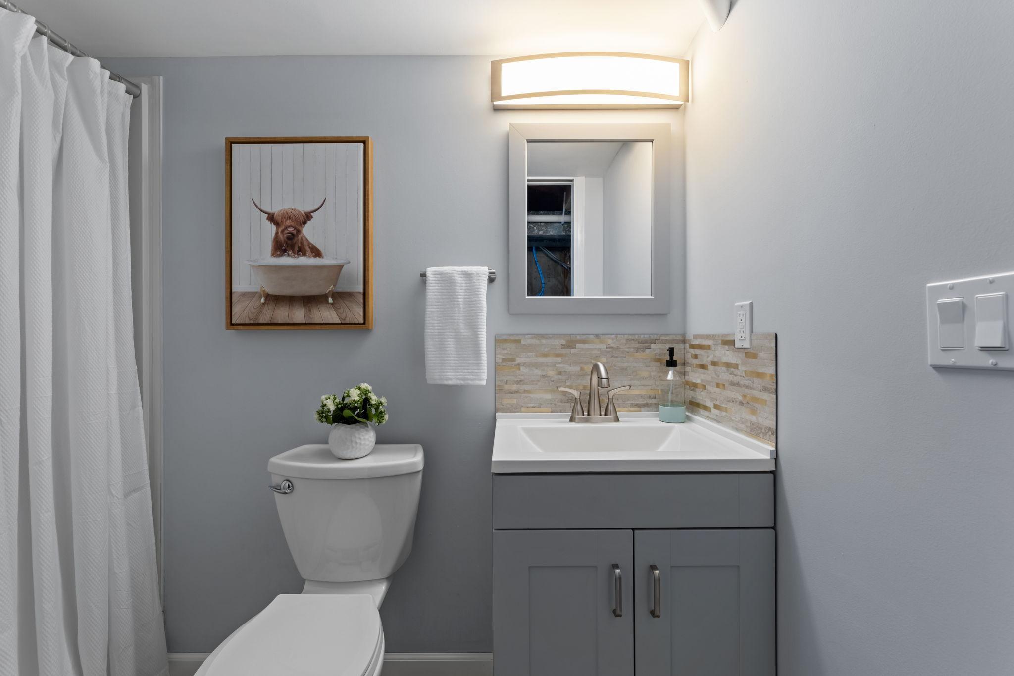 The lower level includes a nicely updated 3/4 bathroom for added convenience.