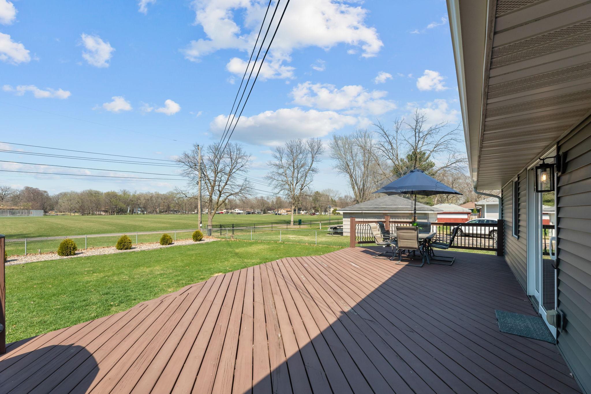 With no homes behind, the deck offers a rare sense of privacy and a peaceful backdrop, perfect for relaxing or entertaining guests.