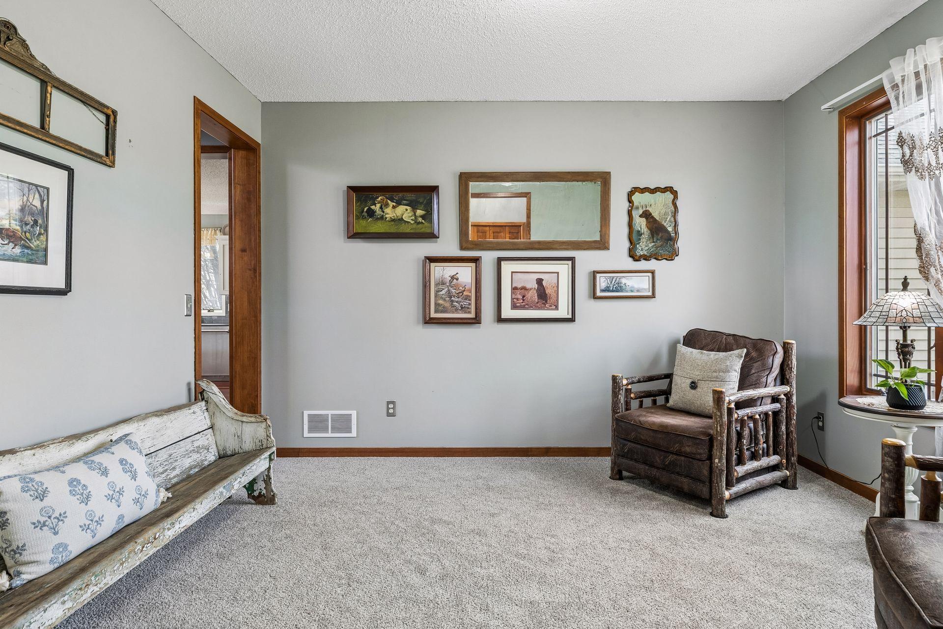 Front flex room with new carpet—perfect for a home office, sitting room, or formal dining.