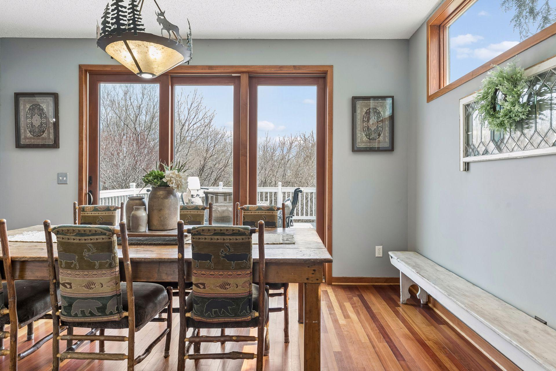 Dining space filled with natural light and great views of the private setting.