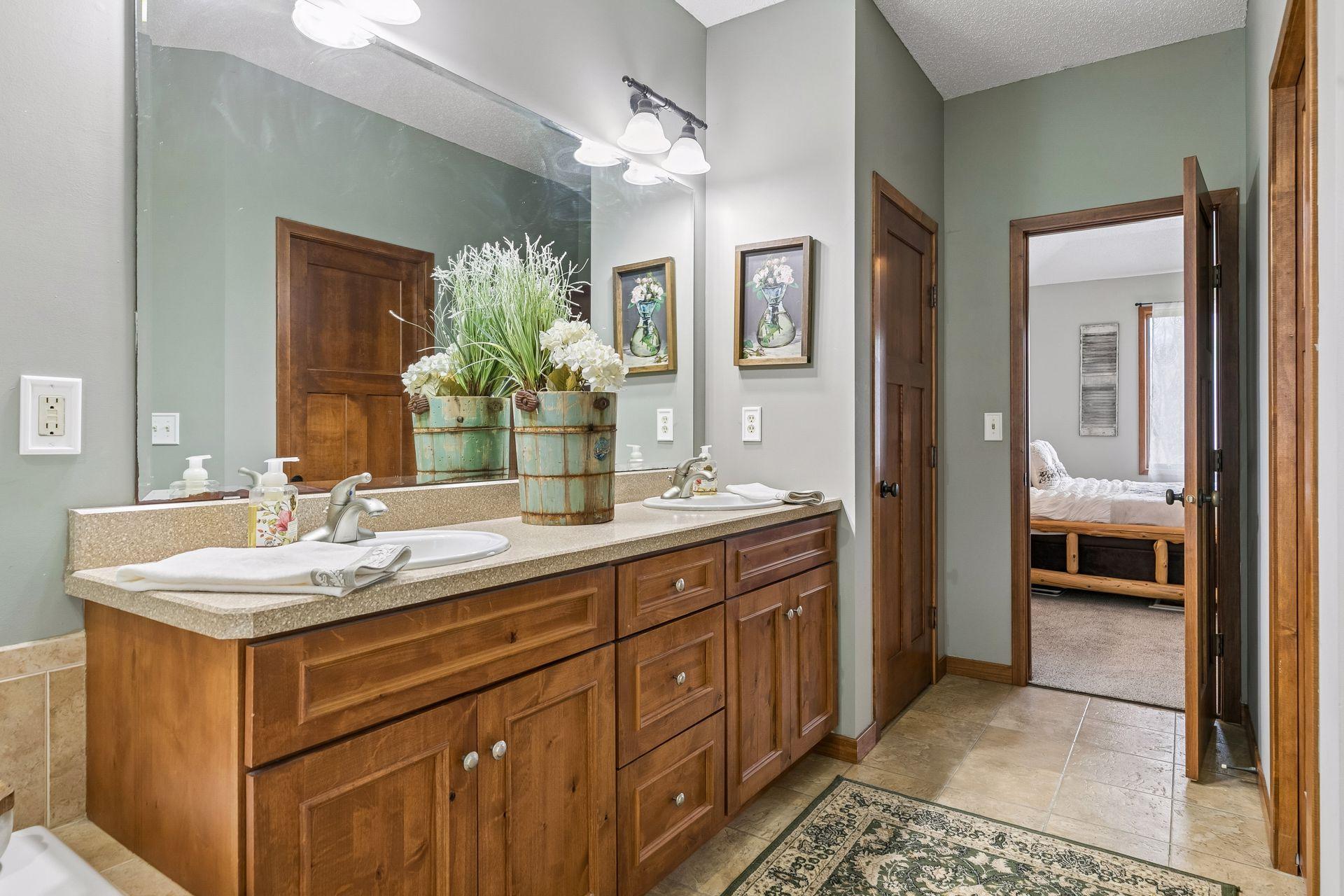 Double Sinks with Plenty of Cabinet Space.
