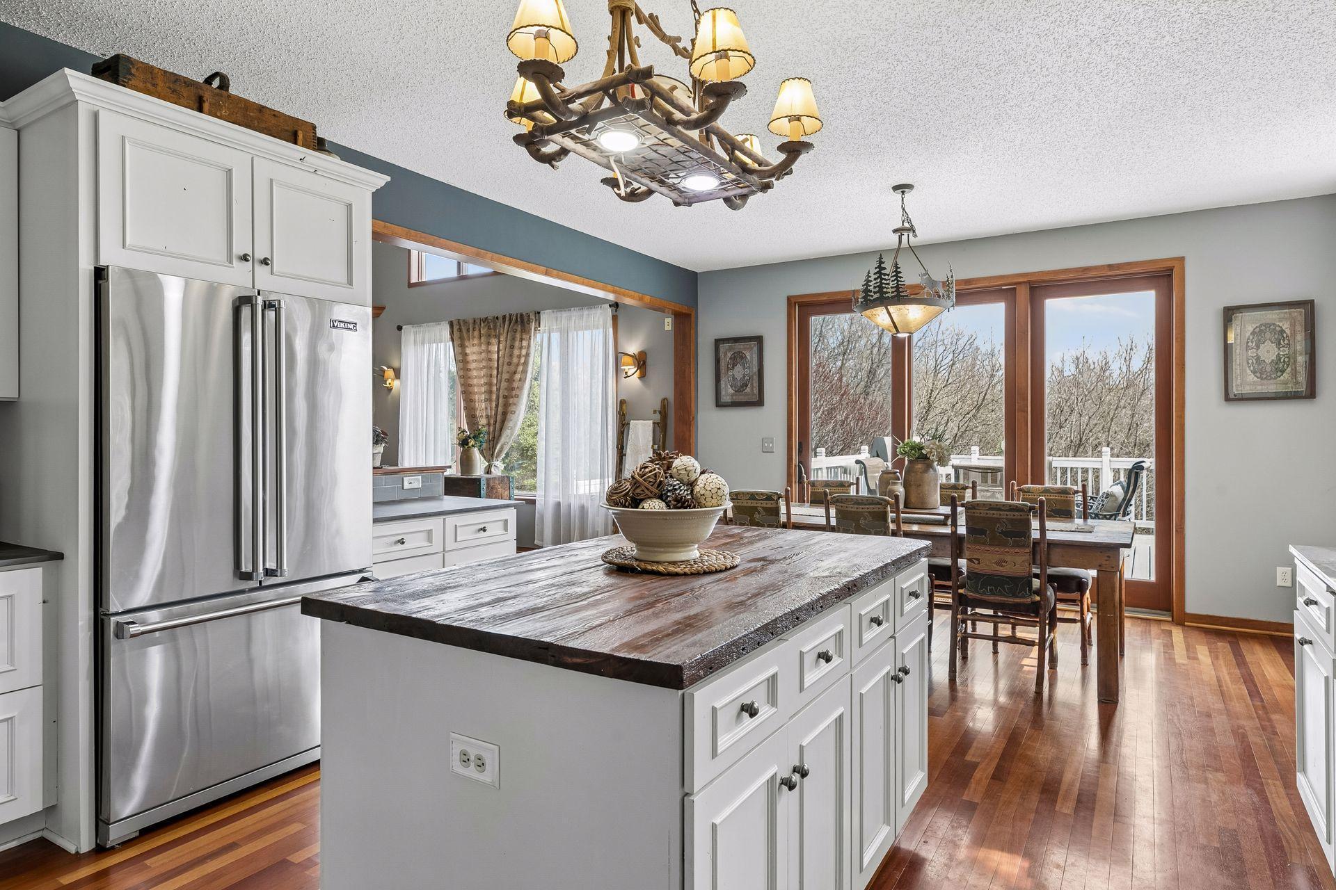 Functional center island anchors the kitchen.