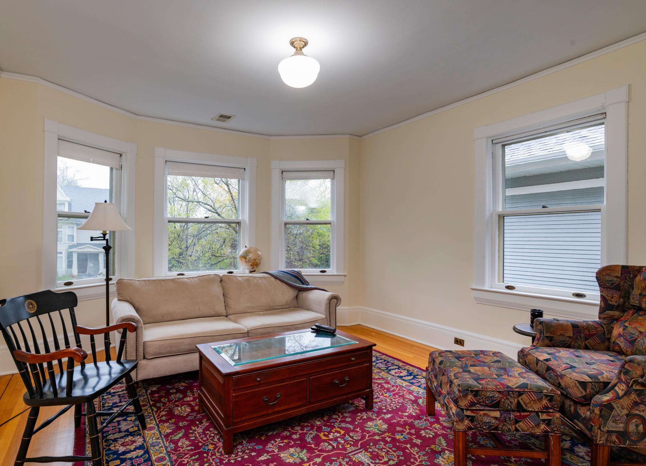 The bay windows add character to every level of this home.