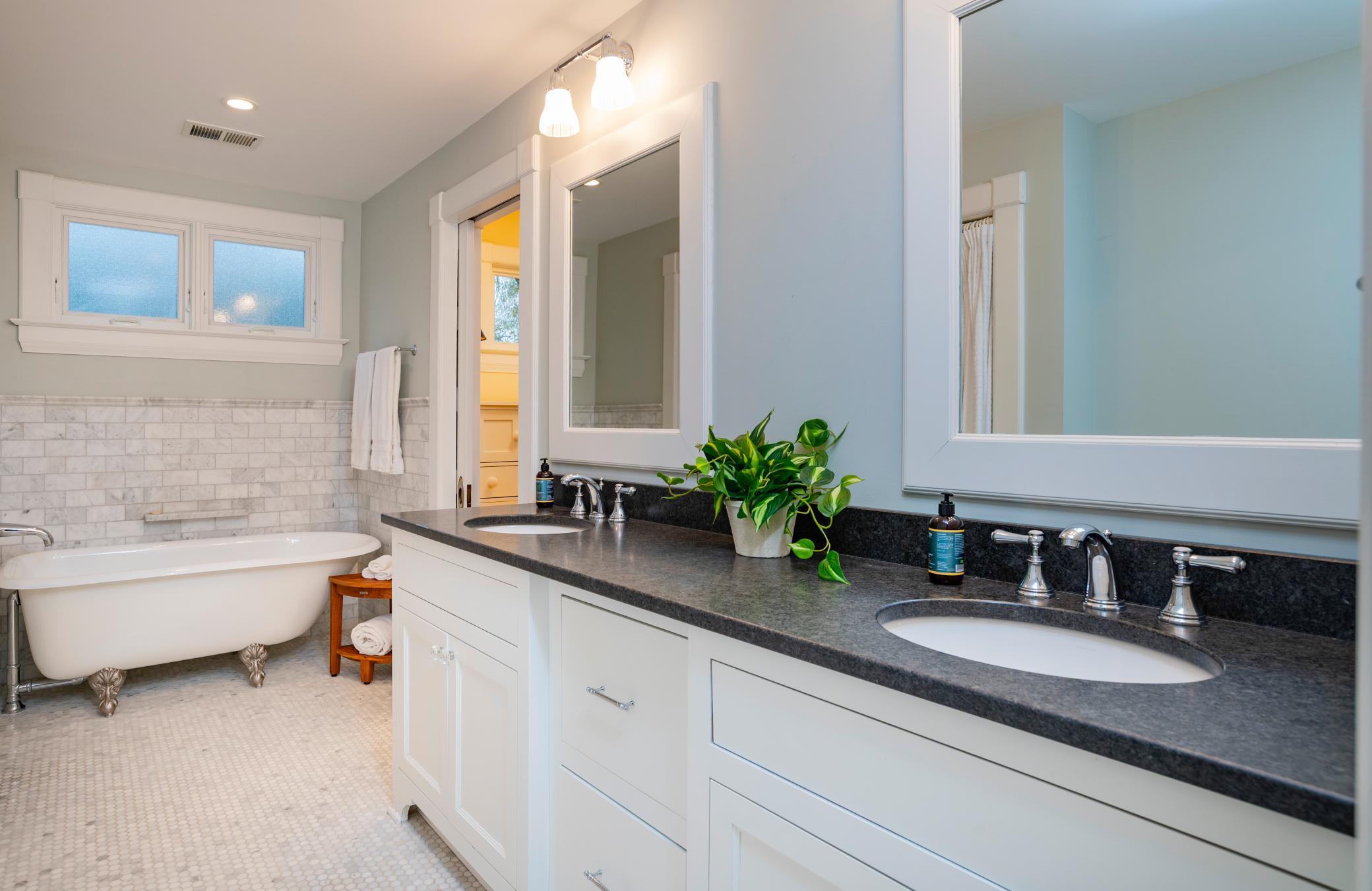 Dual sinks in the primary suite make utilizing this space with others a breeze.