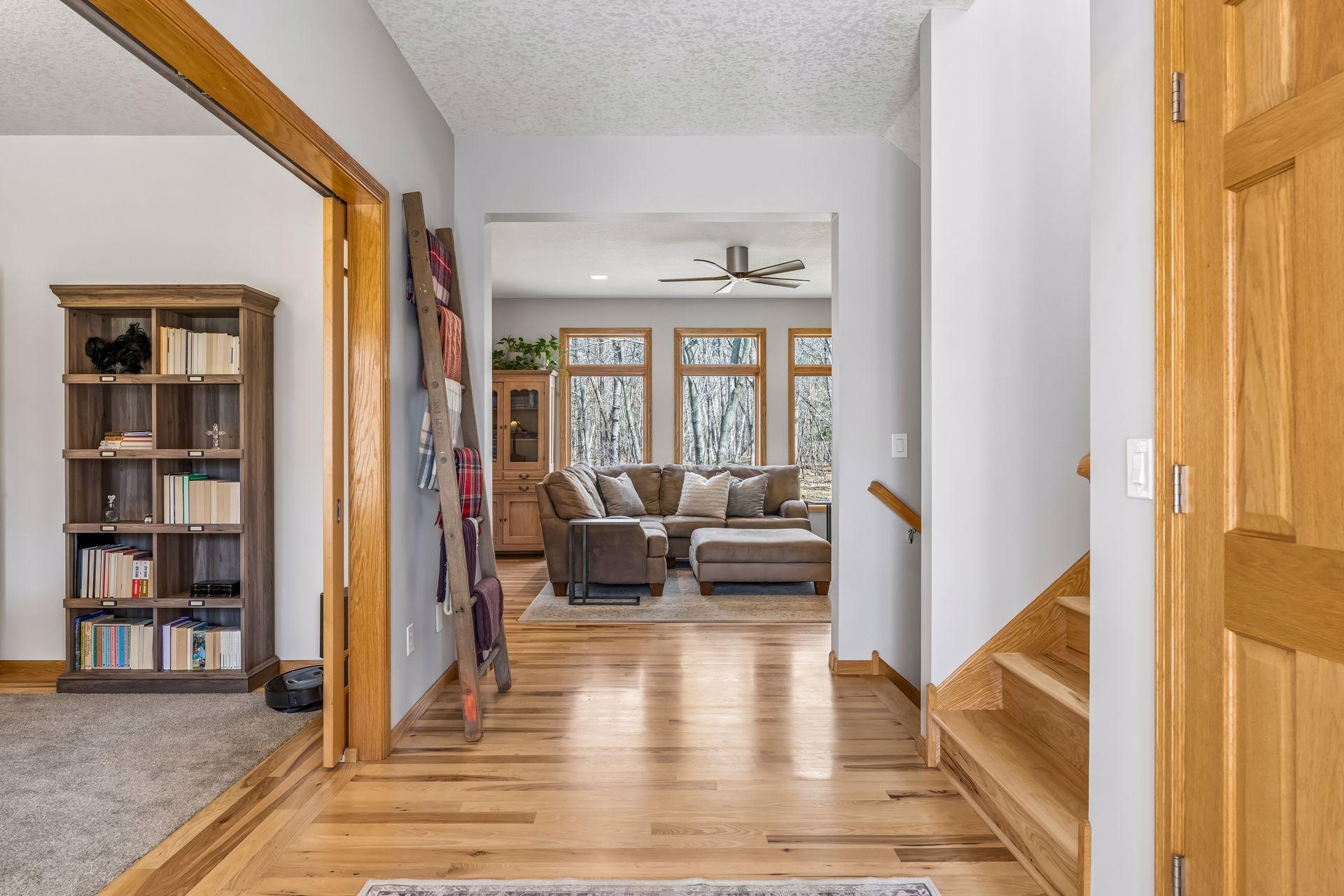 Front entry has a wonderful sense of flowing space into the home.