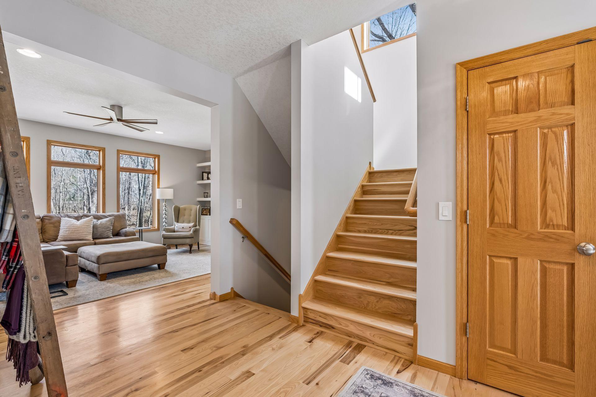 Large front coat closet and inviting spaces.