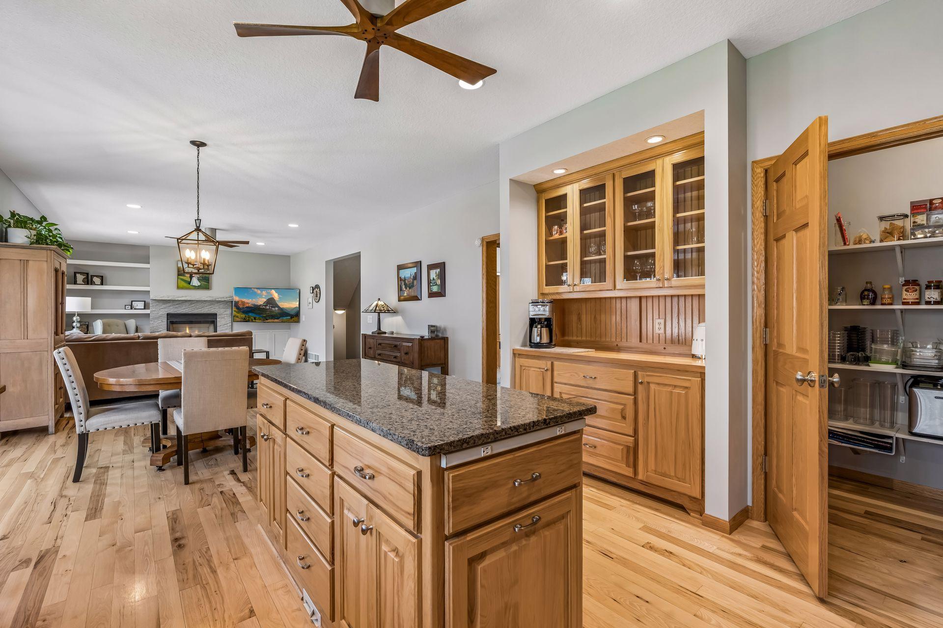 The built-in hutch offers additional storage.