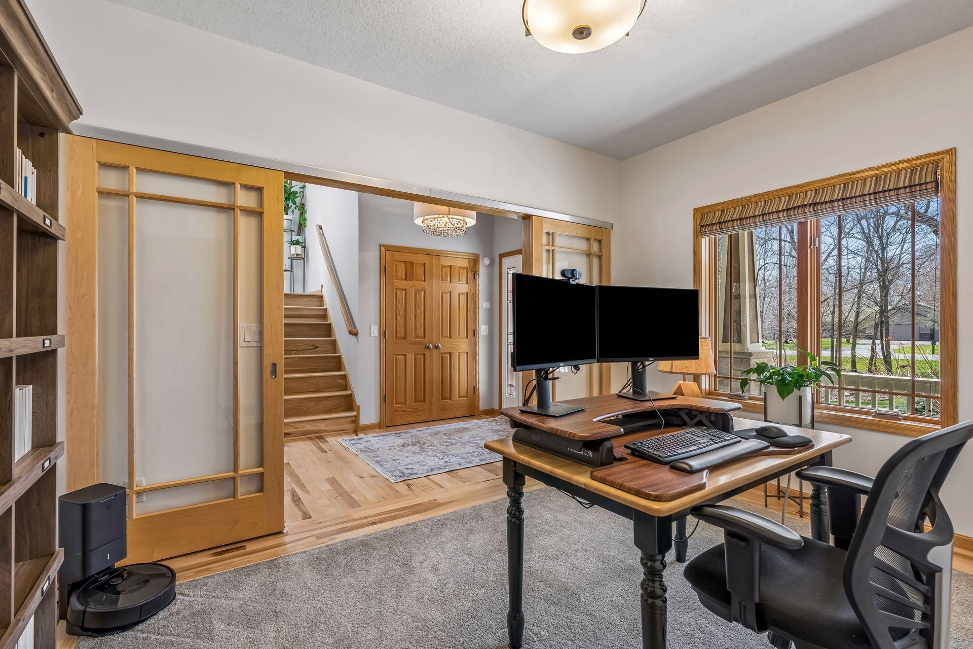 Easy to work at home with this large office space.