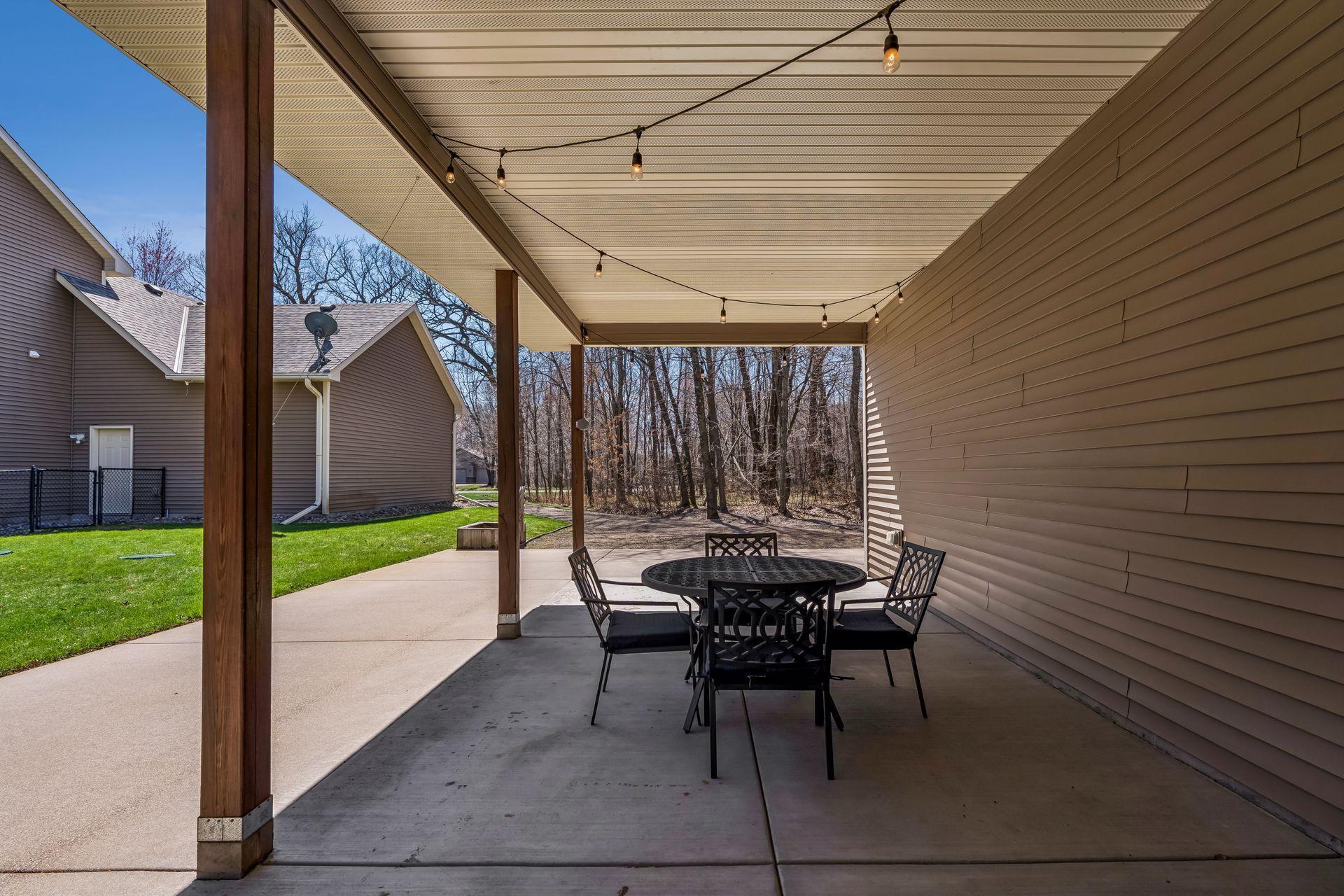 A great place to entertain with decorative lights.