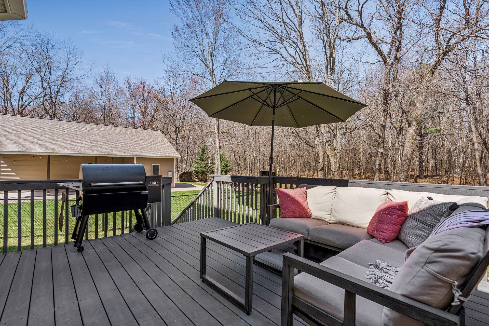 Trek style decking just off the dining room is perfect for grilling.