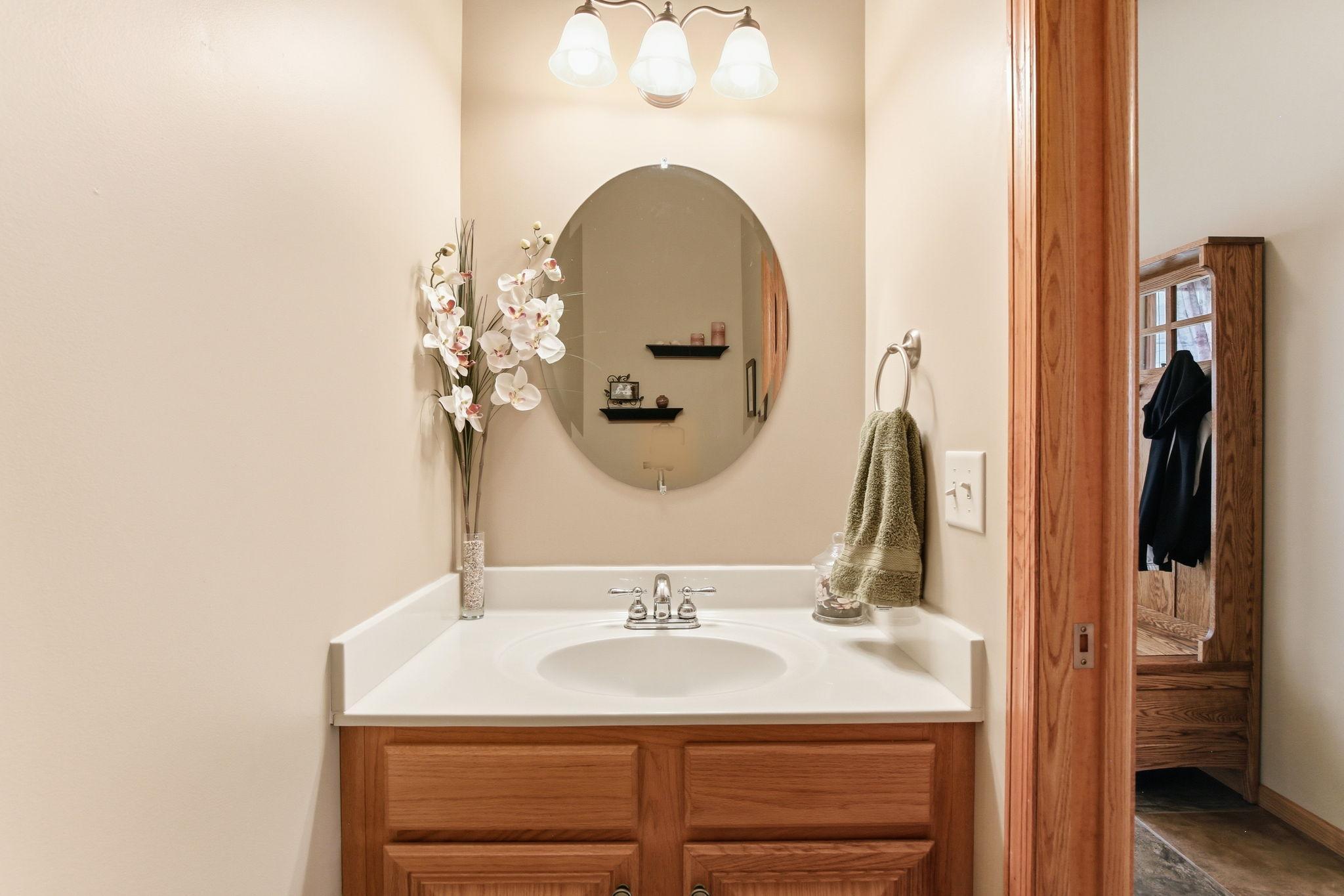 1/2 bath on the main - nice pocket door leading into it.