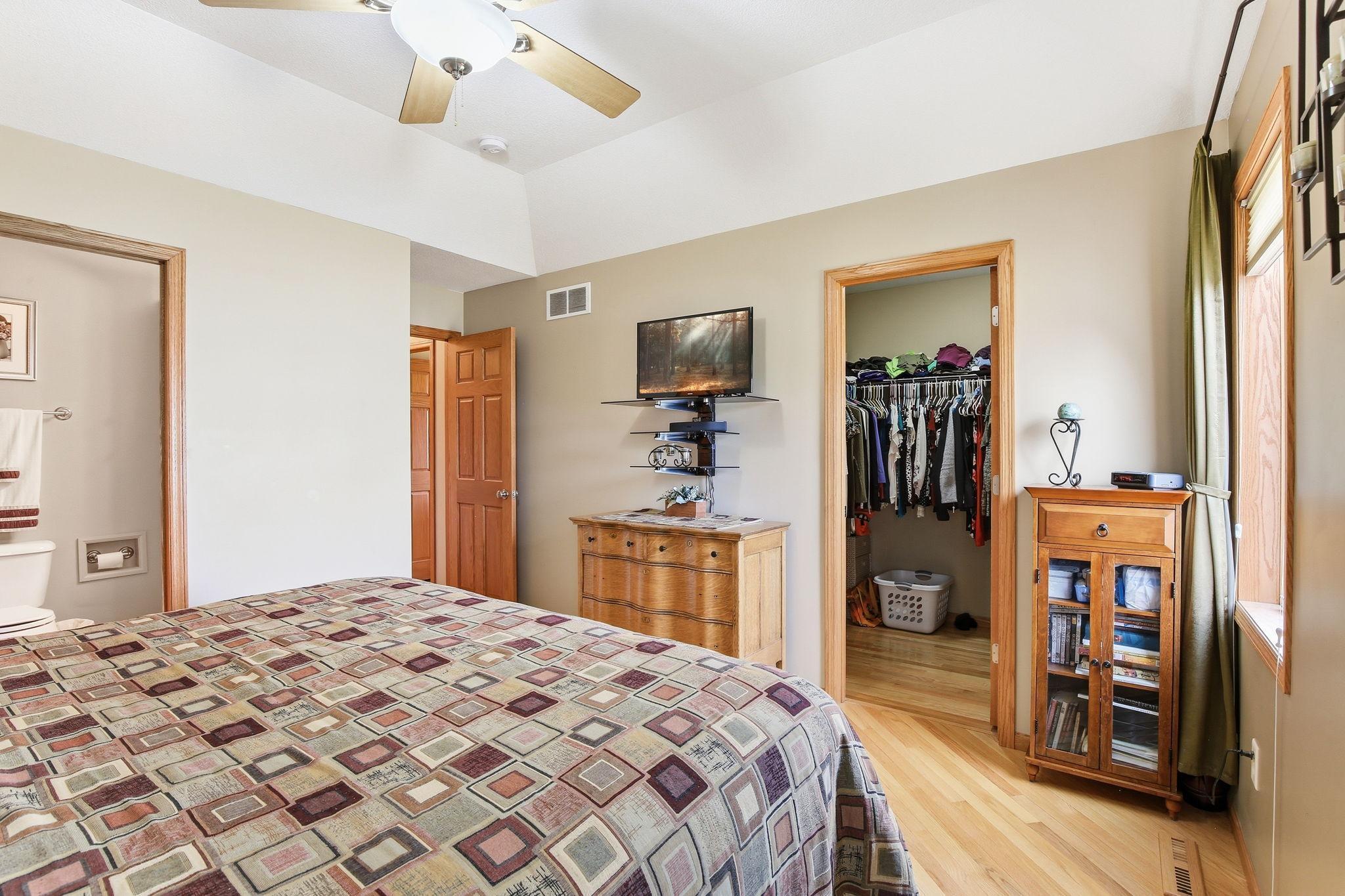 Another view of the Primary Bedroom with Tray Vault Ceiling.