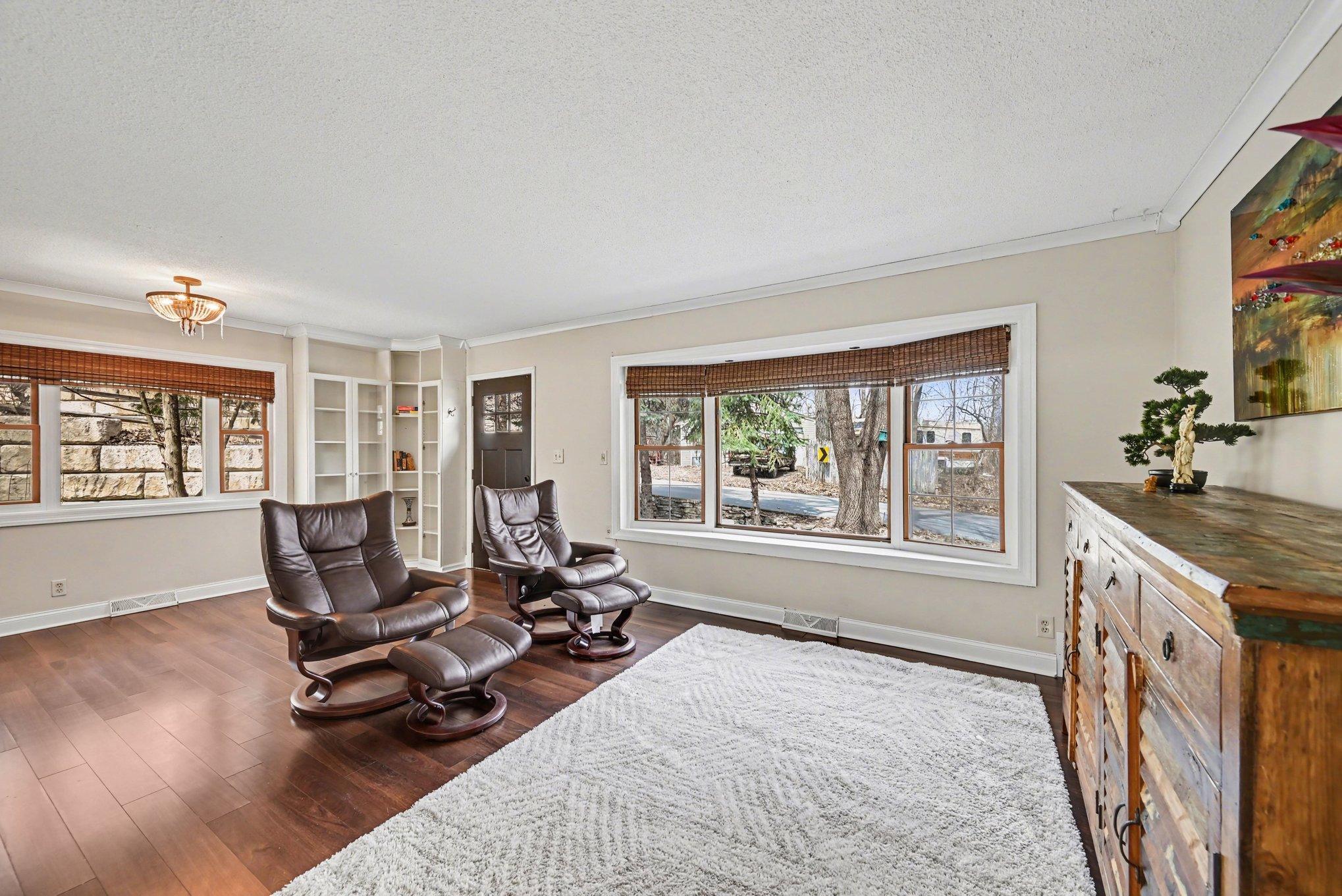 Wooded views from the large living room window