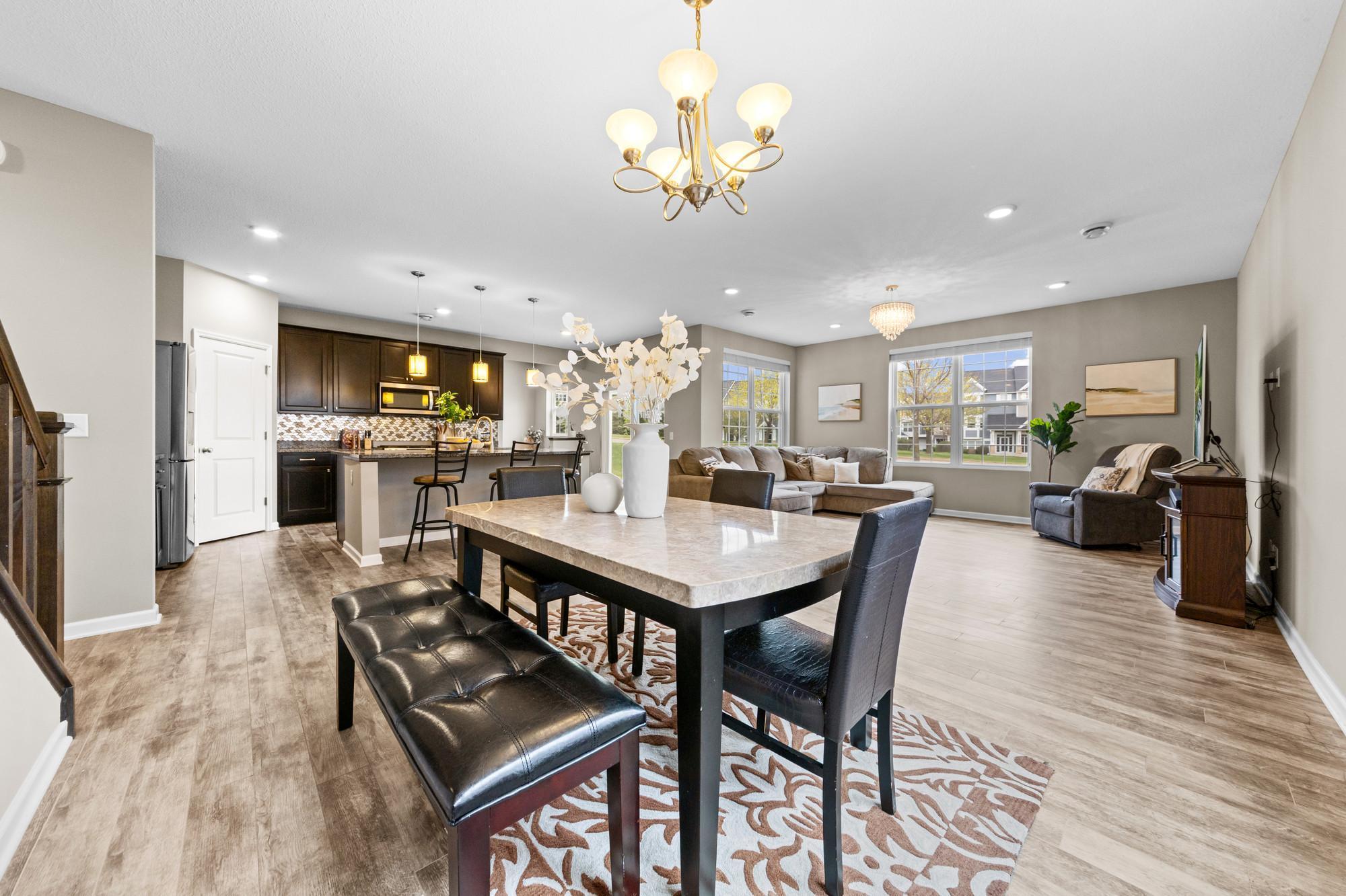 The main level has a very large open floor plan