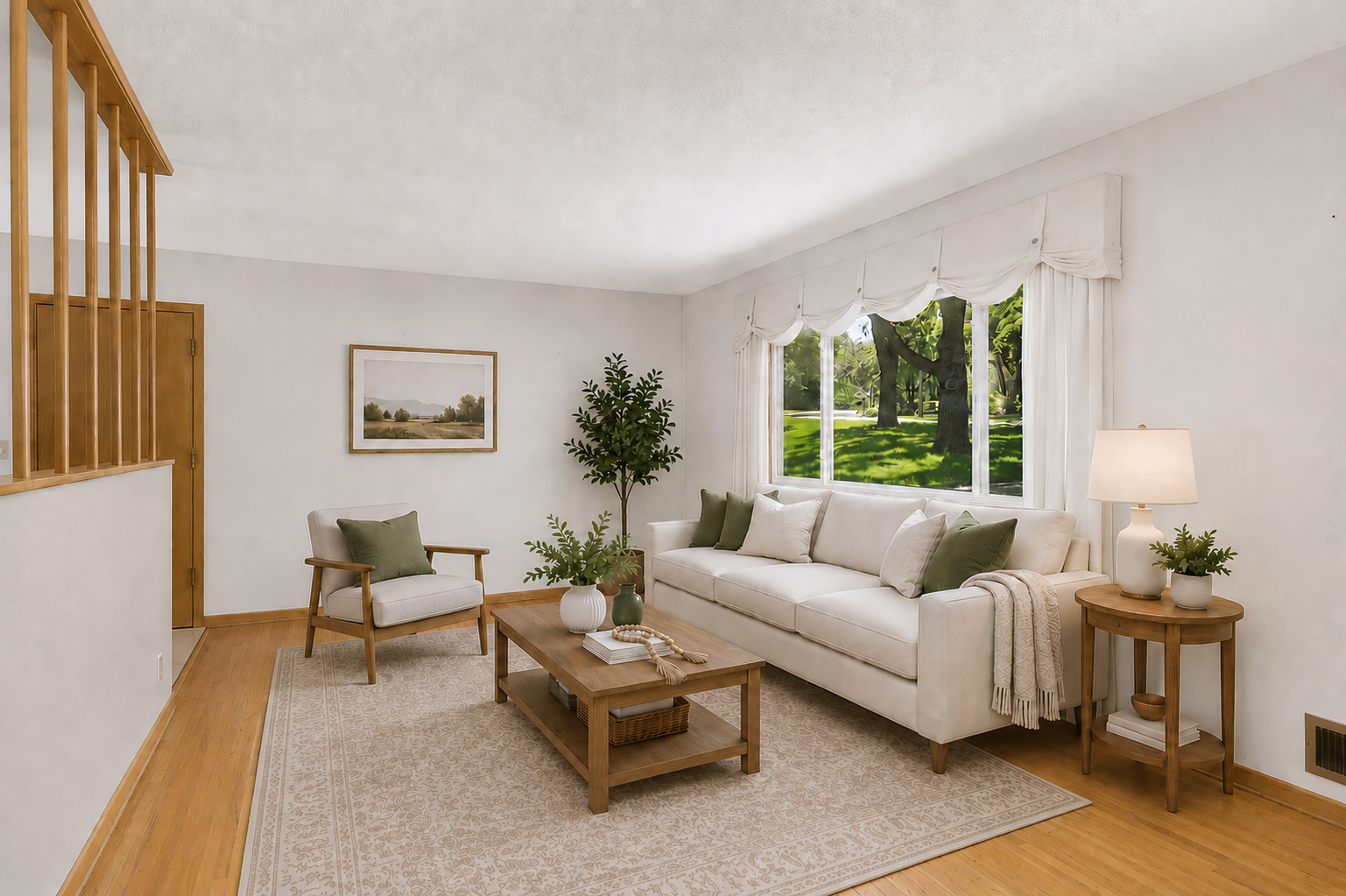 Virtually-stage living room