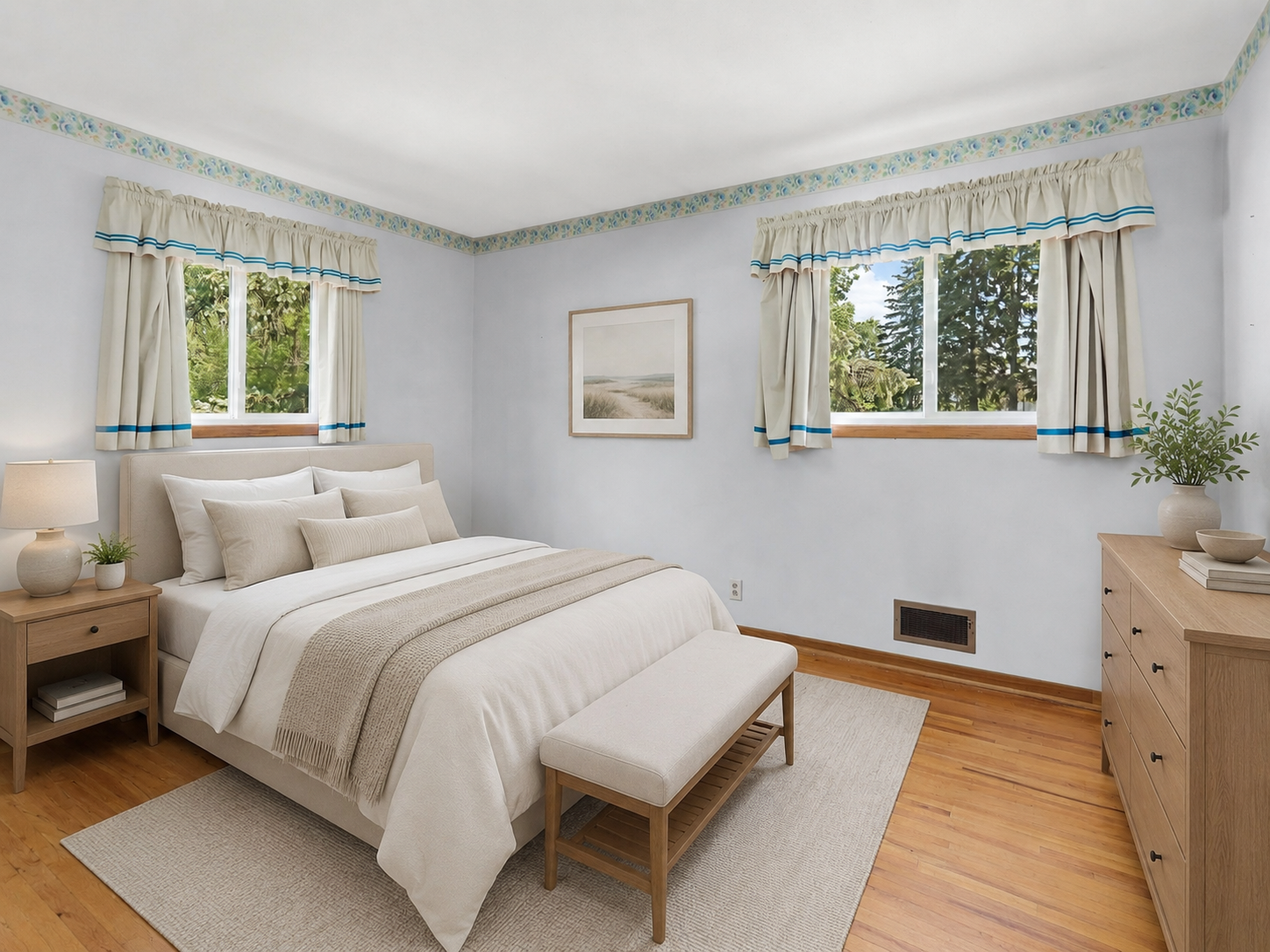 Virtually-staged Bedroom 2 on main floor