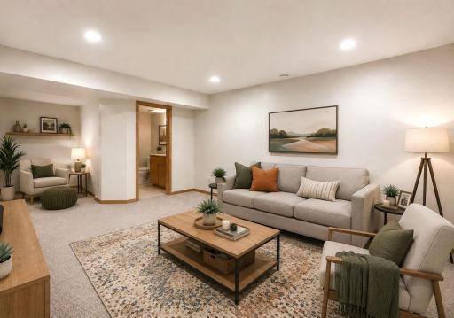 Lower level family room (virtually staged)
