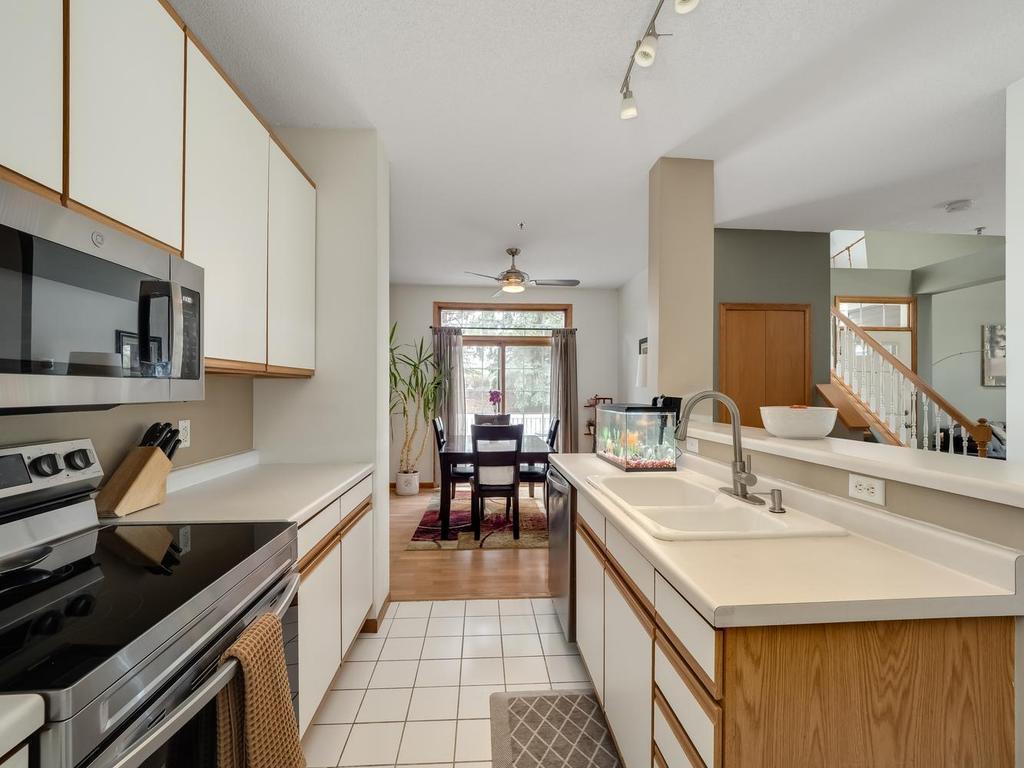 Convenient Center Island and tiled floors