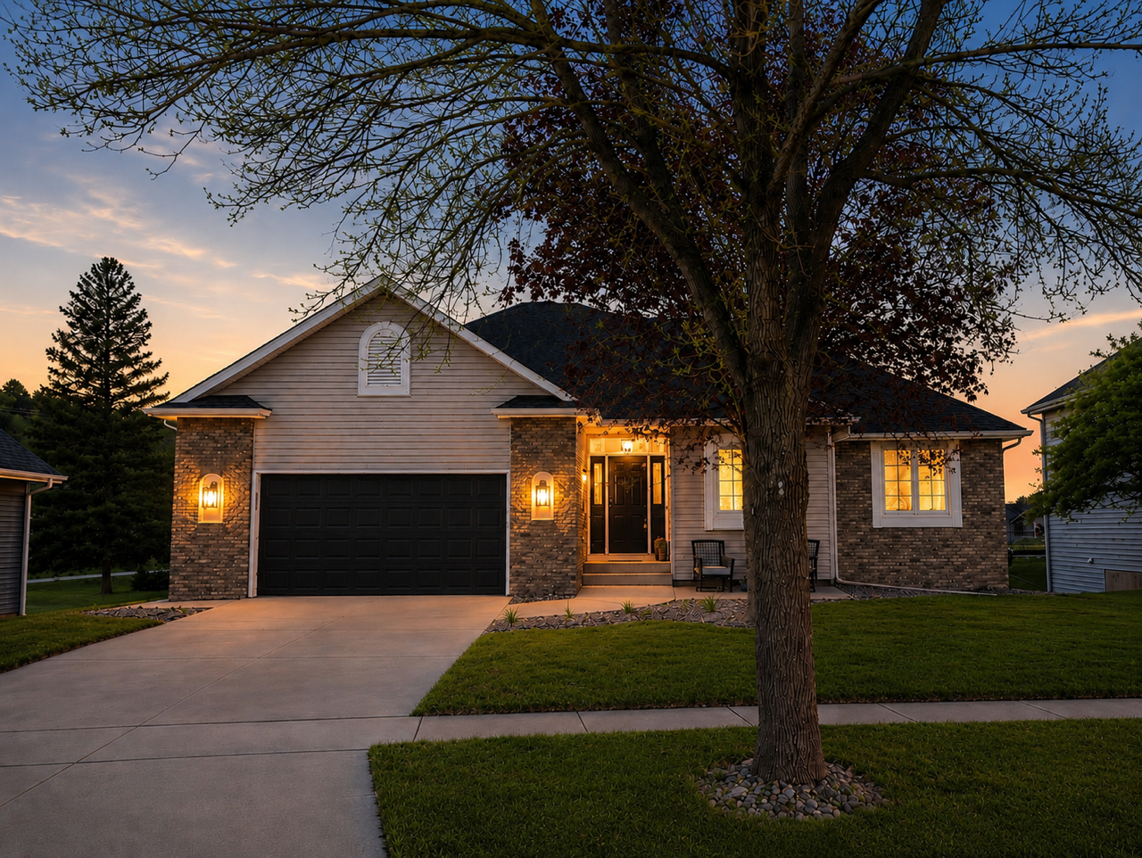 Beautiful front porch welcoming you home.