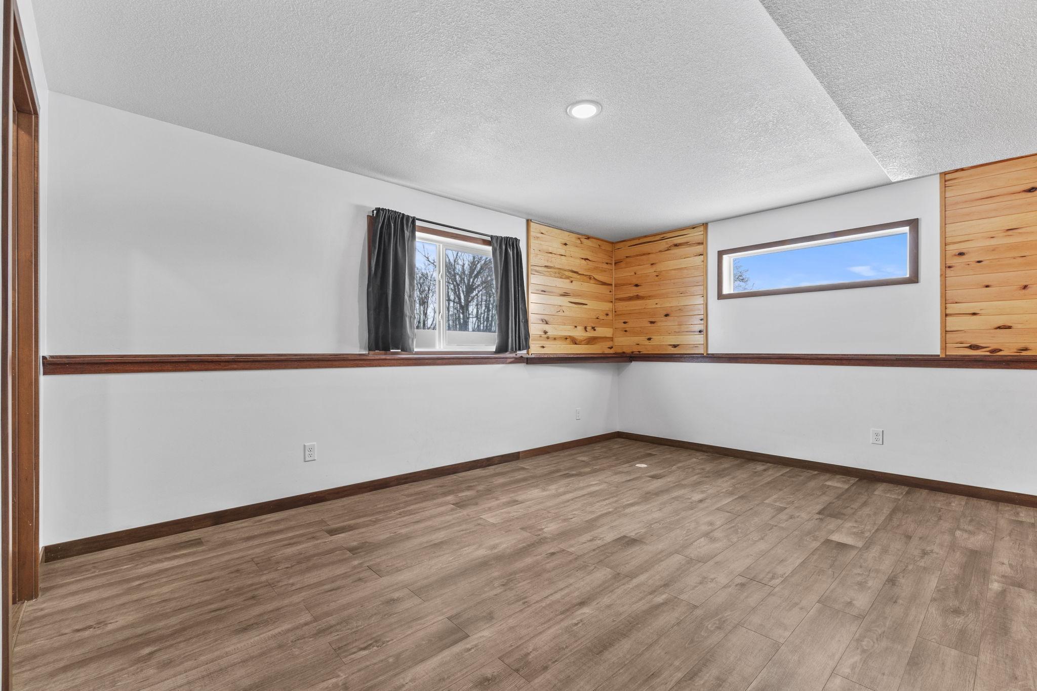 Lower level with new flooring