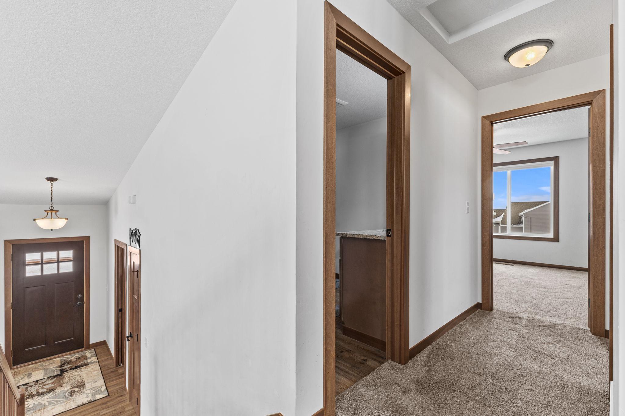 Hallway from living room to bath and bedrooms