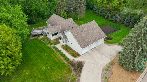 Nestled on an almost one-acre cul-de-sac lot.
