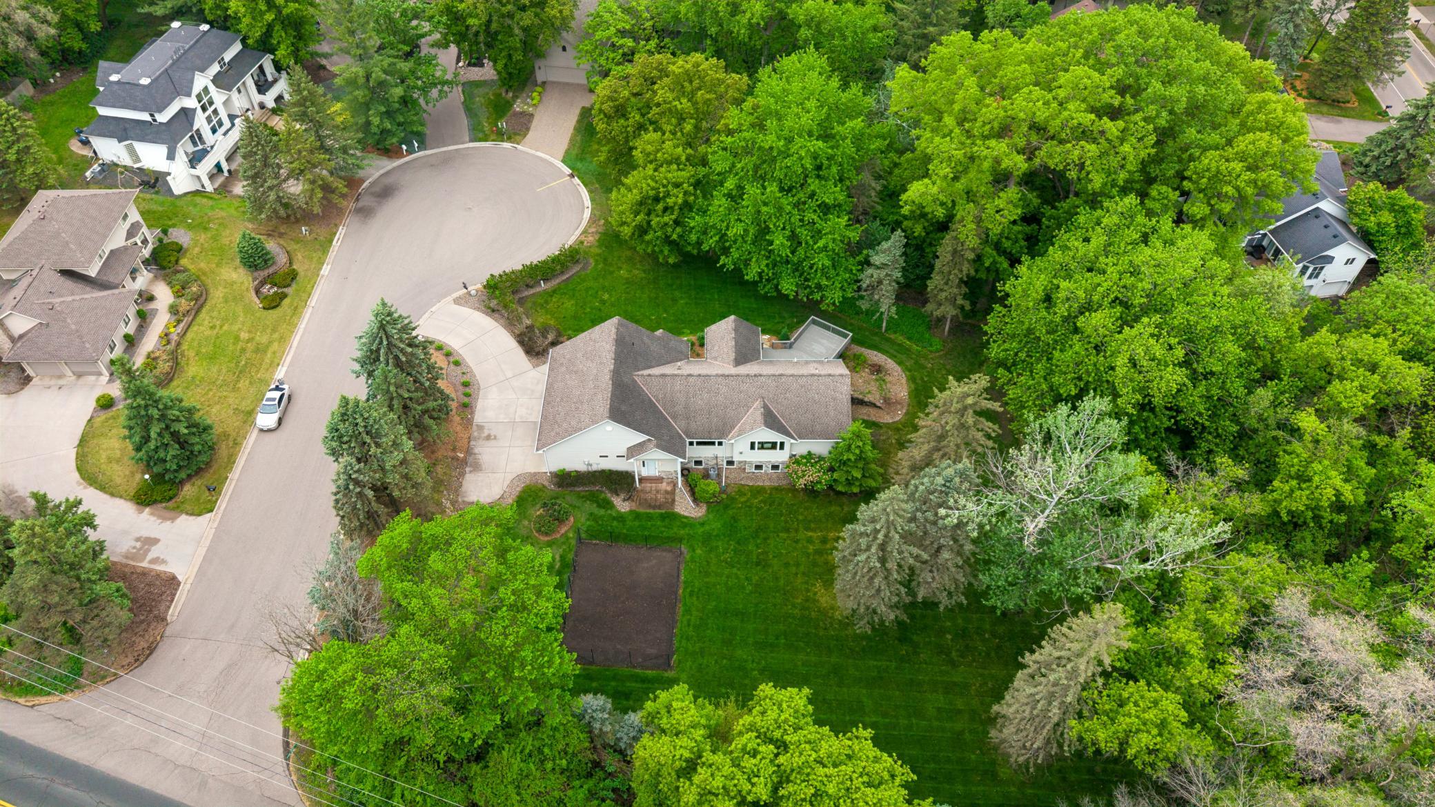 Nestled on an almost one-acre cul-de-sac lot.