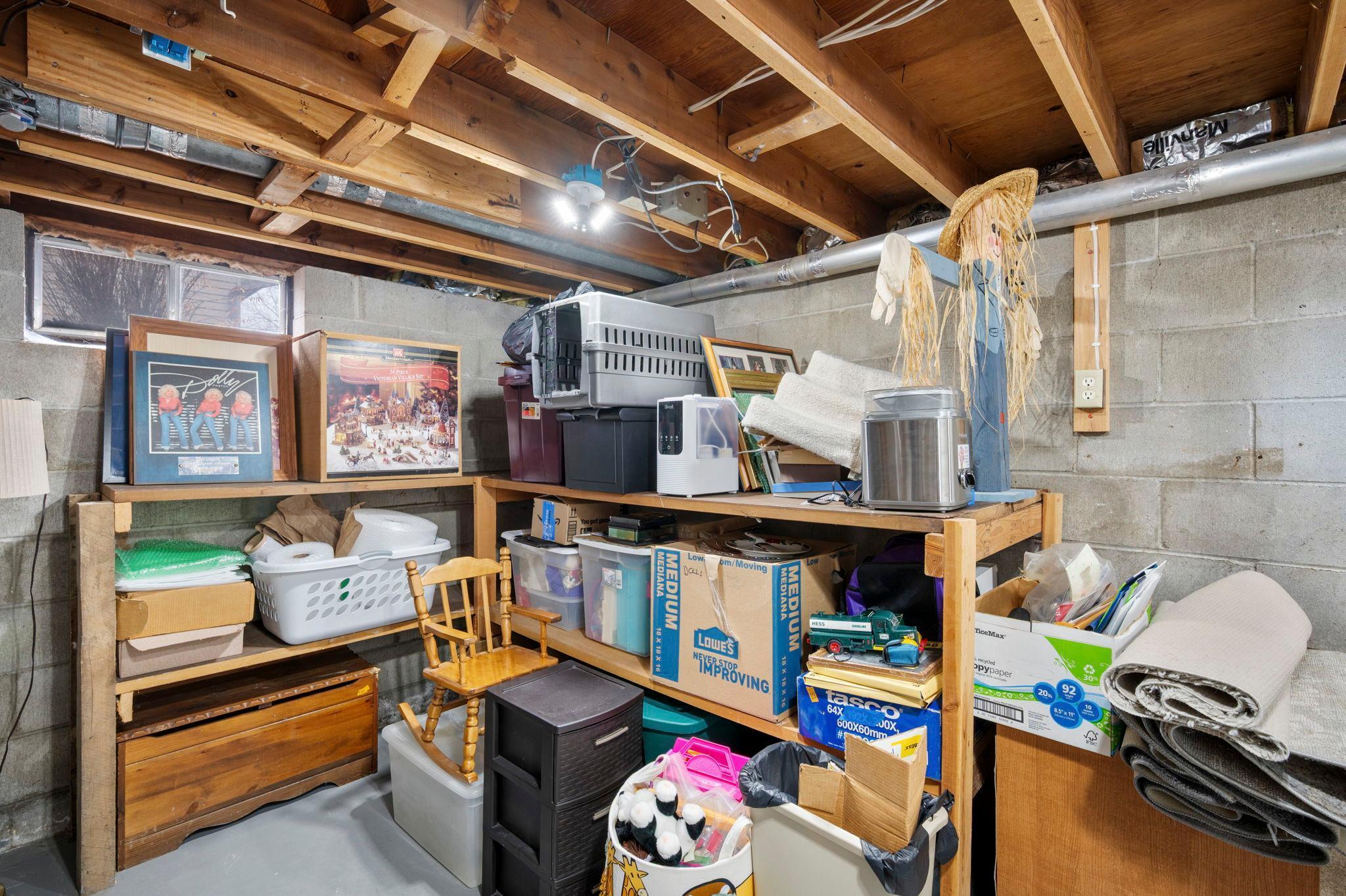 Storage area, lower level