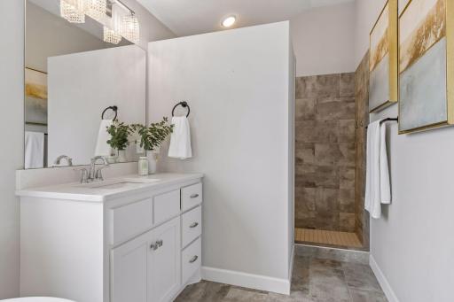 Primary bath walk in tiled shower