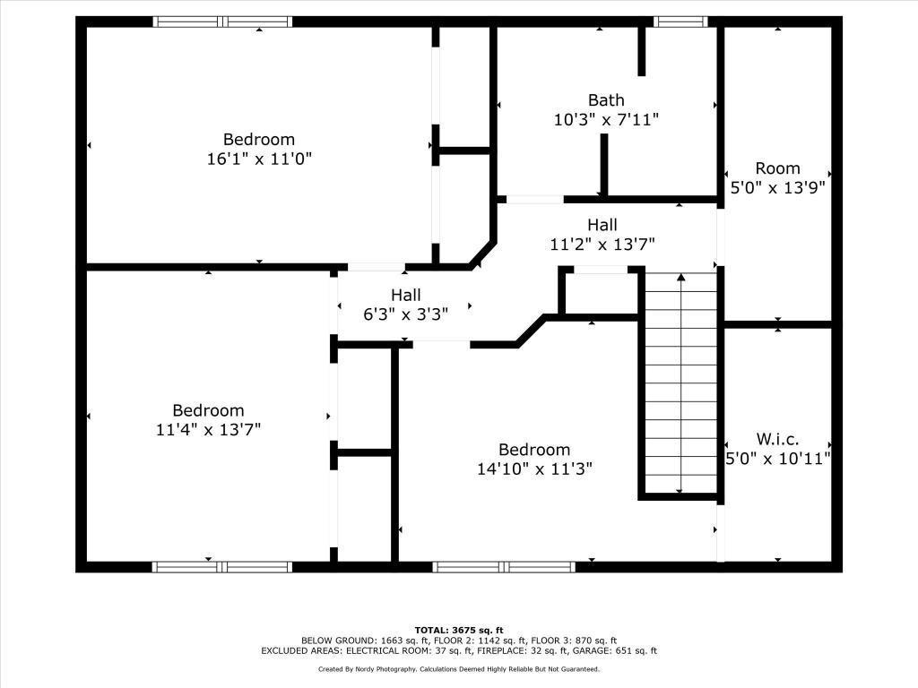 Floor plan for upper level