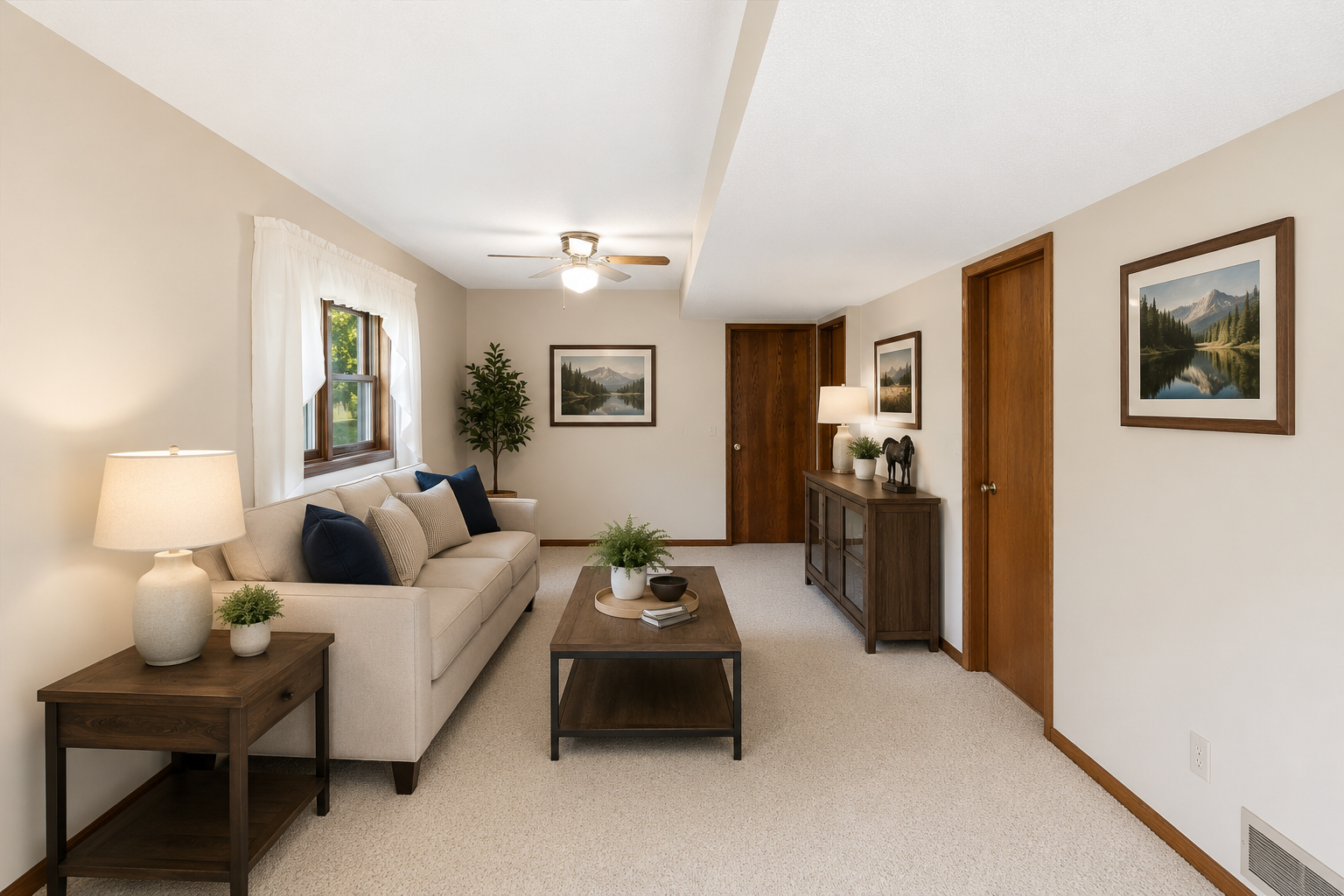 Generous lower-level family room offering flexible space for entertaining, relaxing, or recreation.