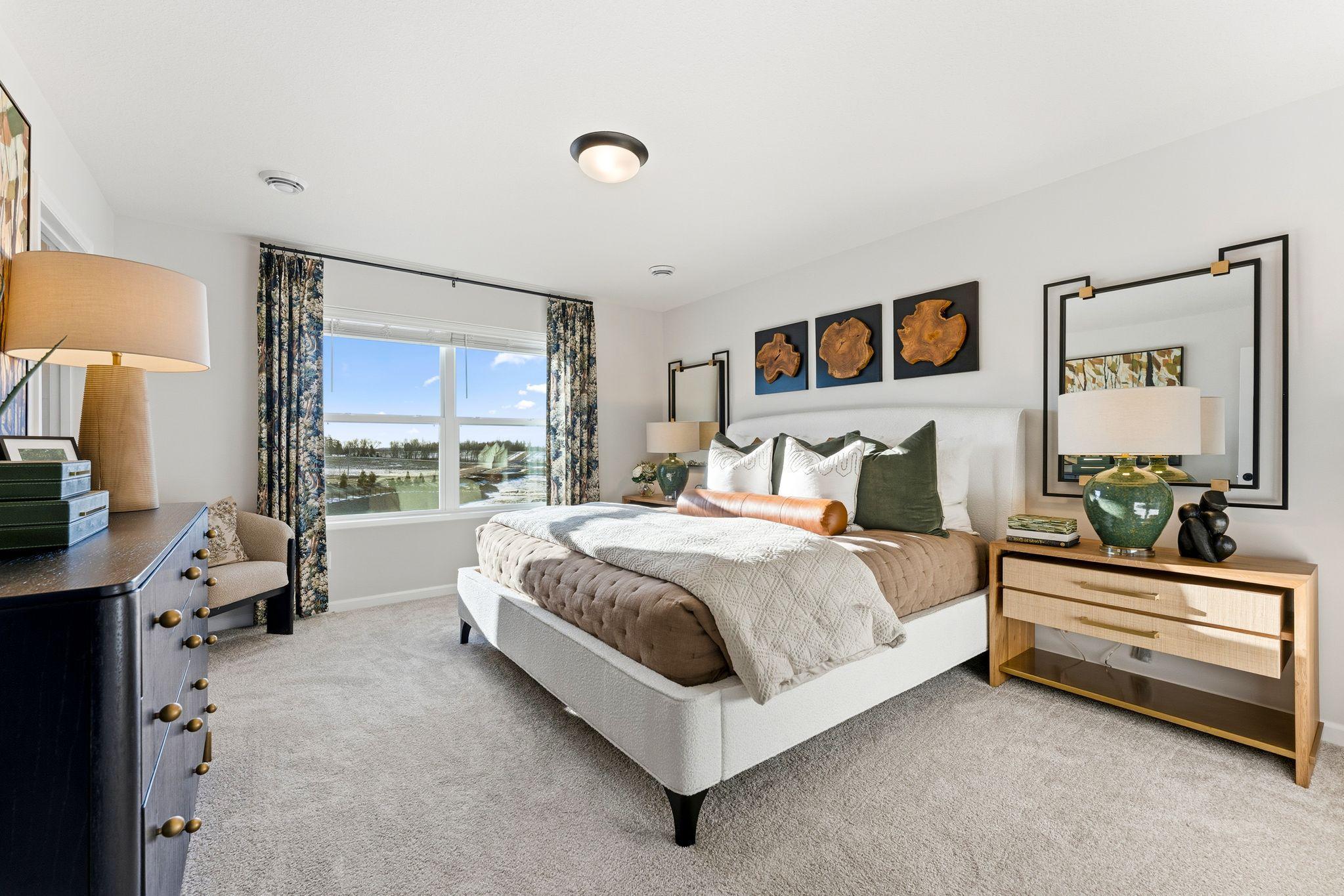 Spacious upper level Primary Suite! Photo for reference only. Style, color and collections will vary.