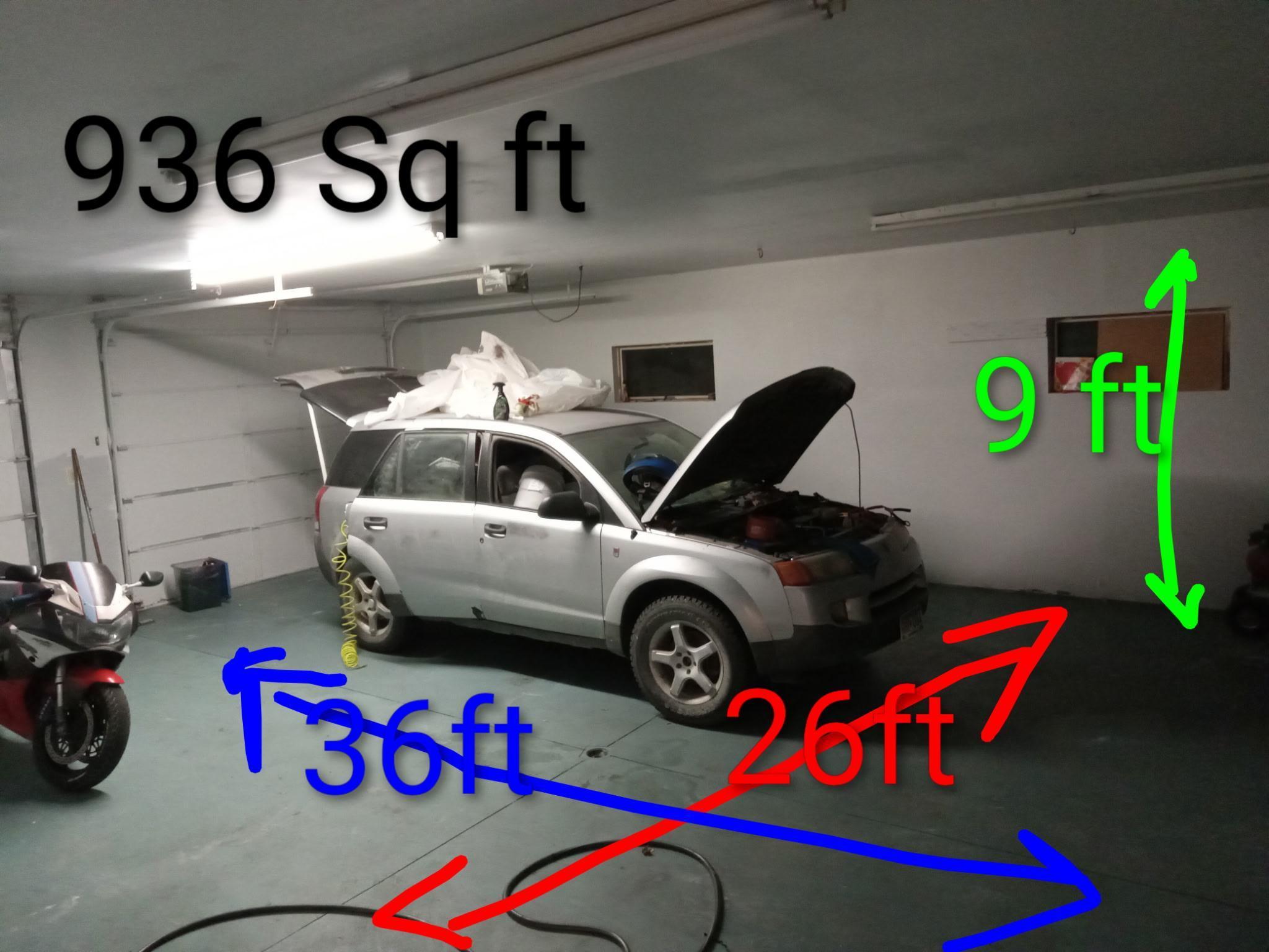 Garage is 26 x 36 v 9ft tall