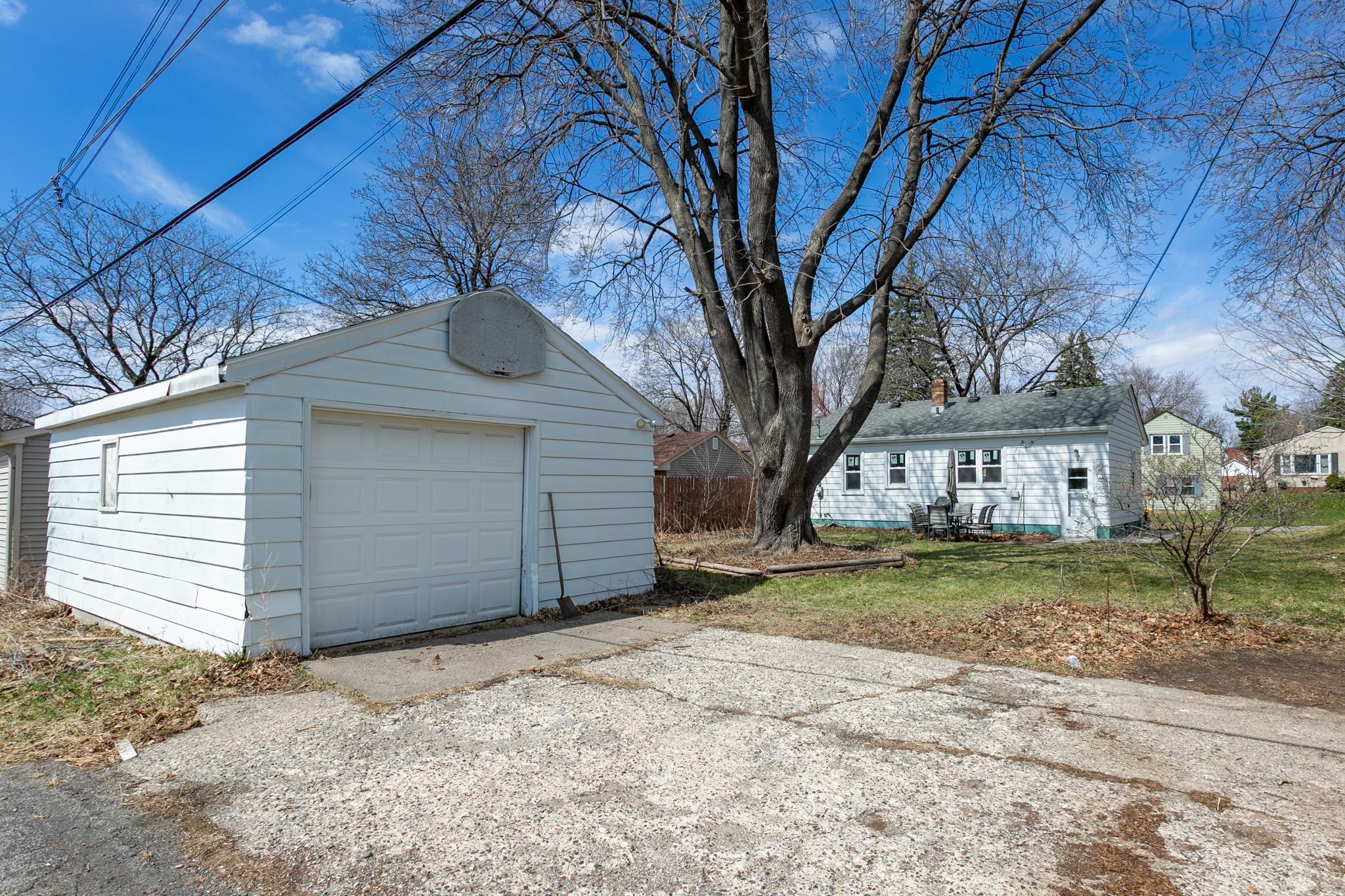 Garage with workspace inside