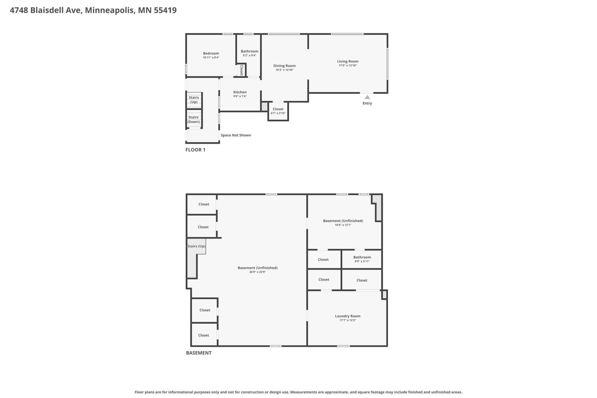 Combined 2nd unit floor plan and lower unit.