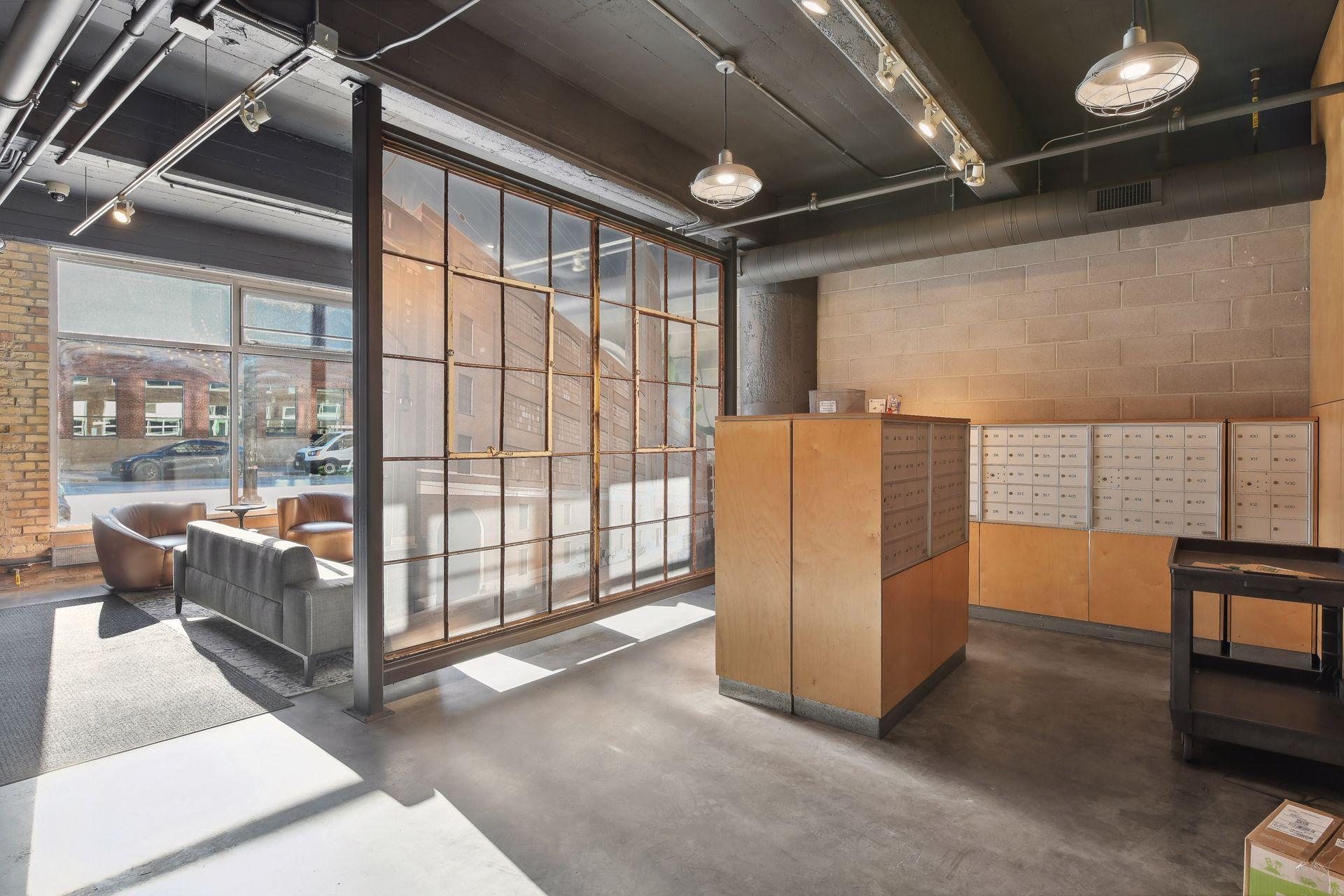 The building’s clean and open mail area.