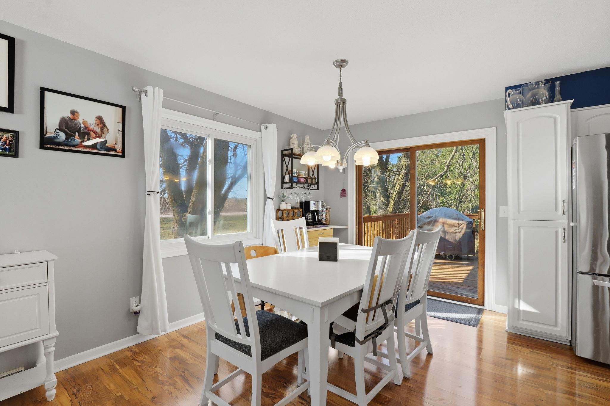 Enjoy the dining room with large patio doors for light and easy access to the deck.