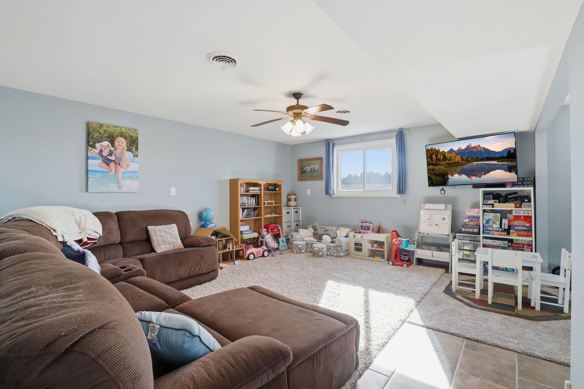 Fun lower family room for all ages.