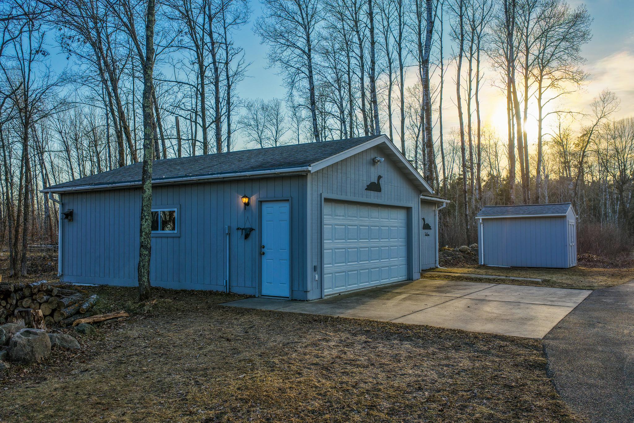 Detached Garage with concrete apron