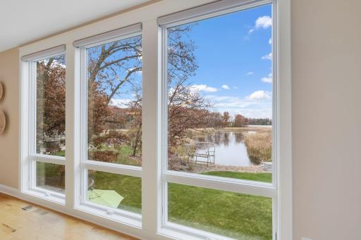 Floor to ceiling windows with remote blinds