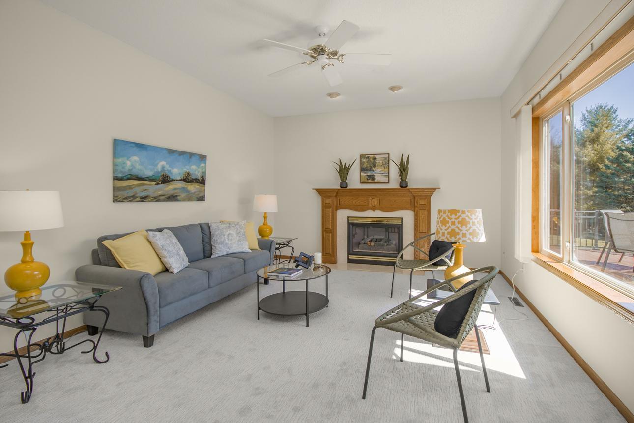 Convenient gas fireplace will warm up the coldest days