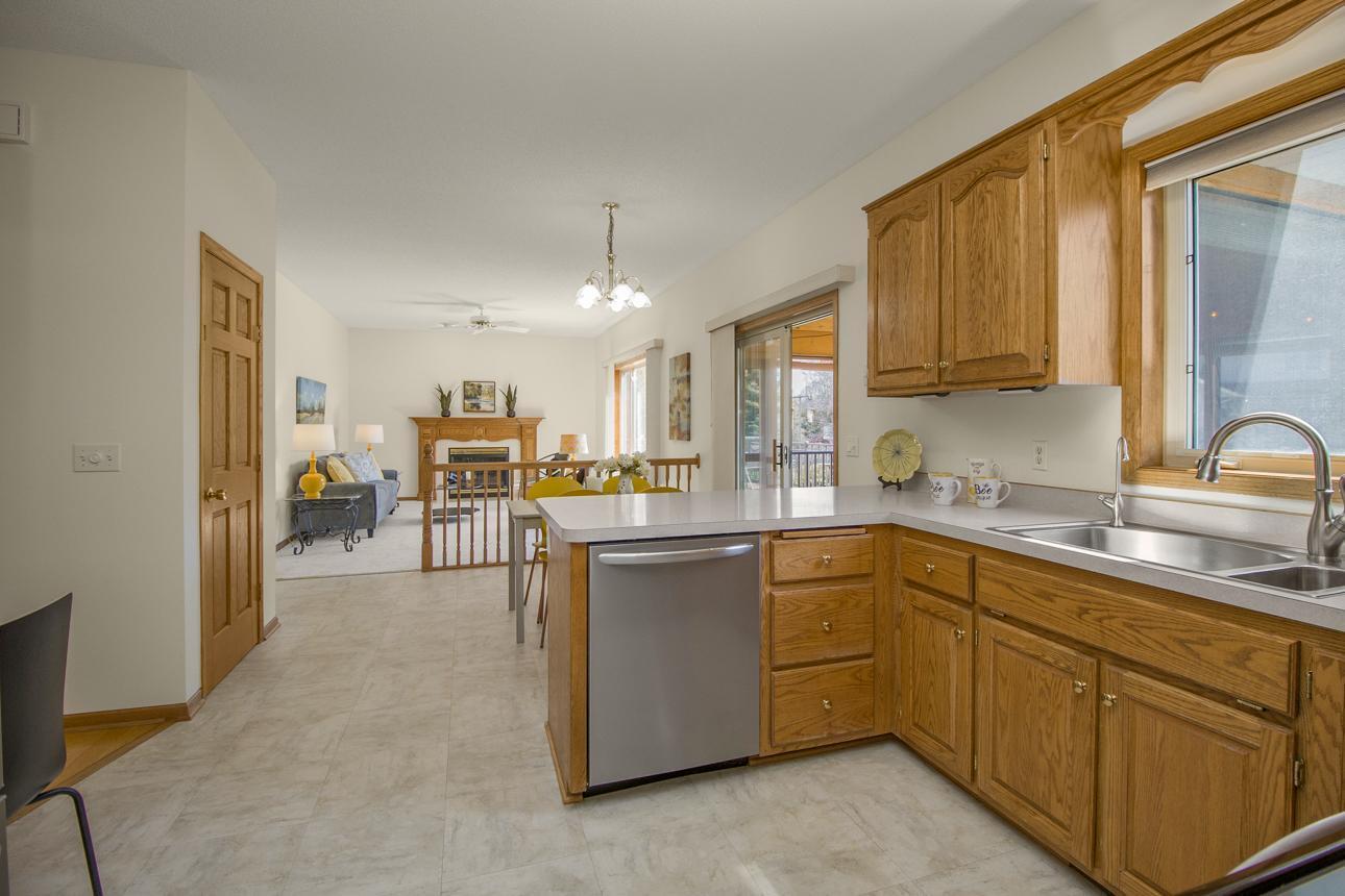 Open kitchen with good storage and counterspace