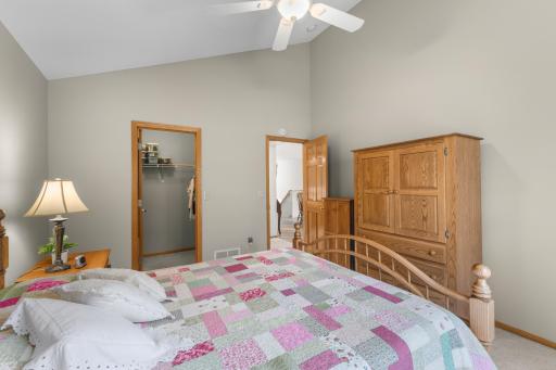 A spacious walk-in closet will keep you organized providing a place for everything!