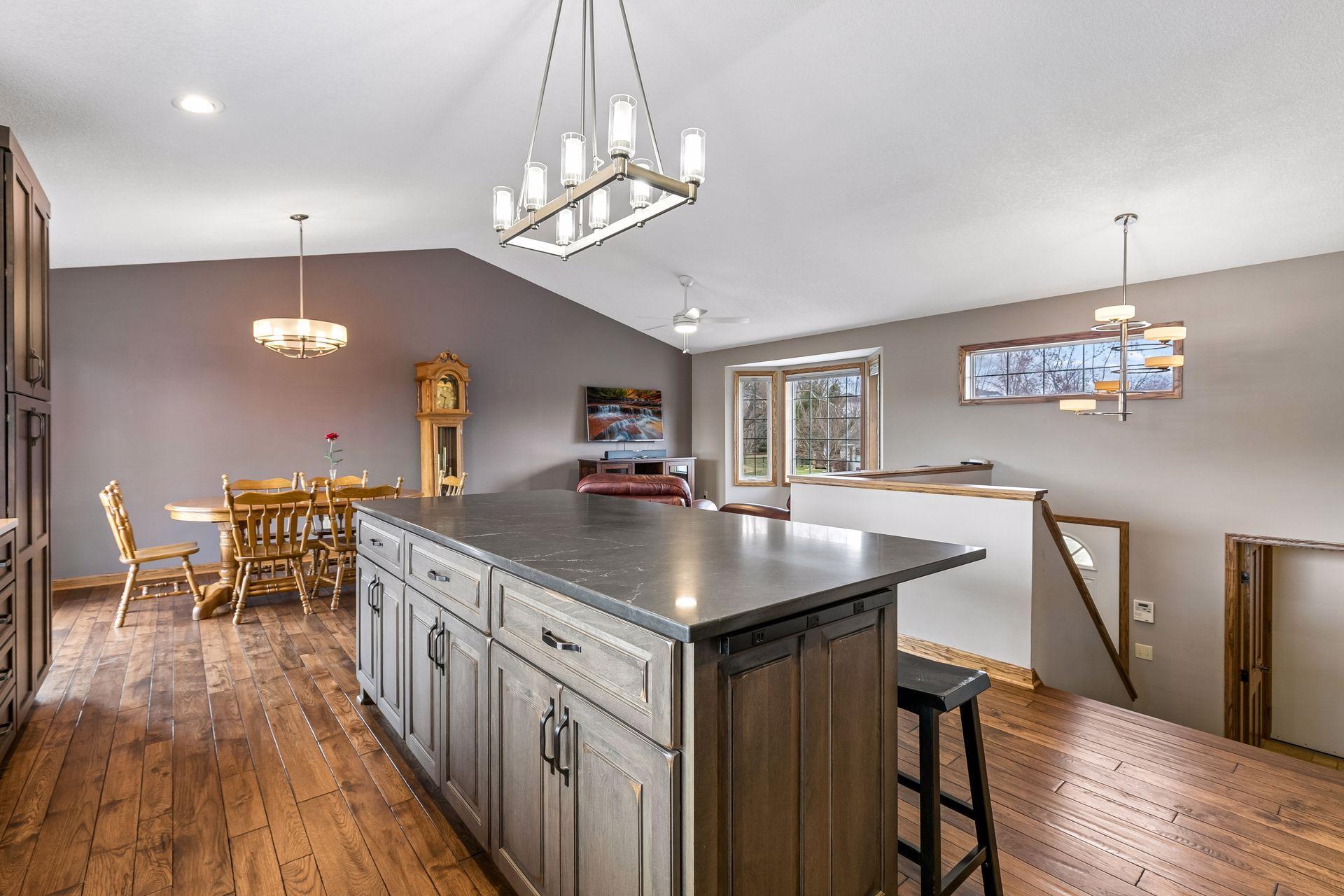 Rich hardwood flooring thoughout this area