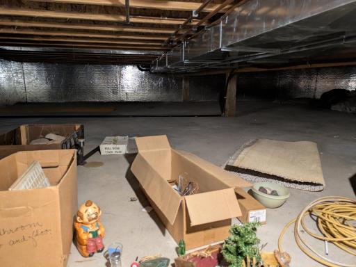 Crawl space under the rest of the house is about 3 feet tall, great for storage. Concrete floor throughout crawl space