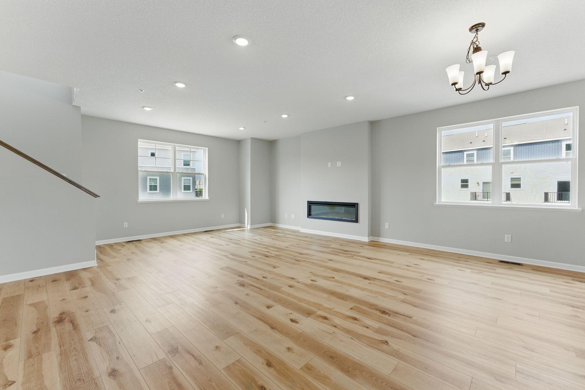 Family room with electric fireplace