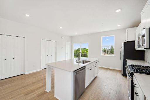 Open concept with easy movement to serve food and entertain guest.