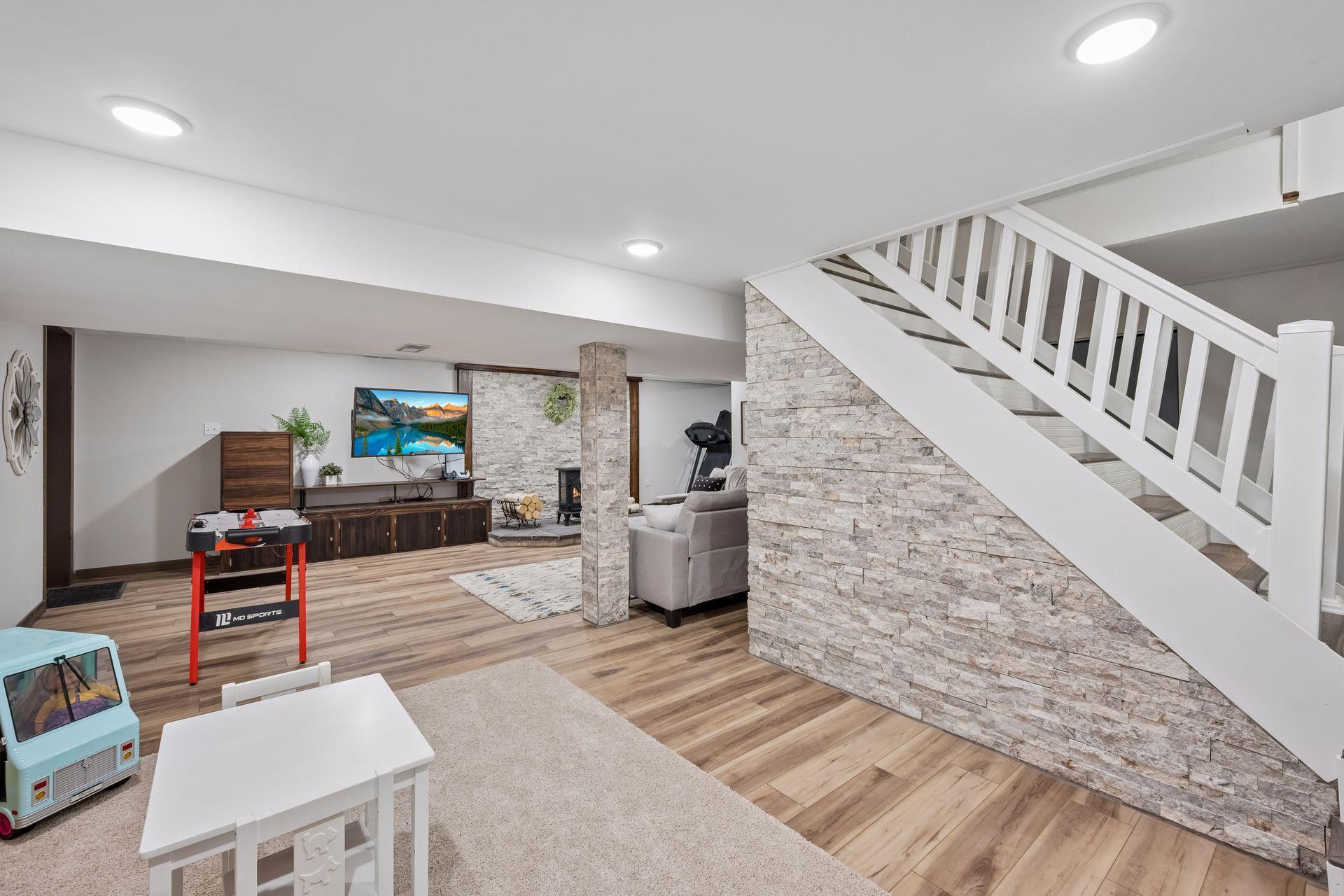 Spacious lower level family area